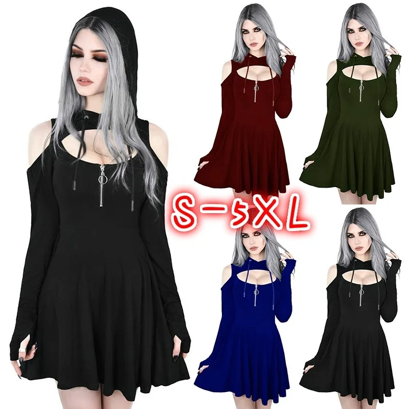 FEECOLOR женское сексуальное мини платье с капюшоном и открытыми плечами короткое