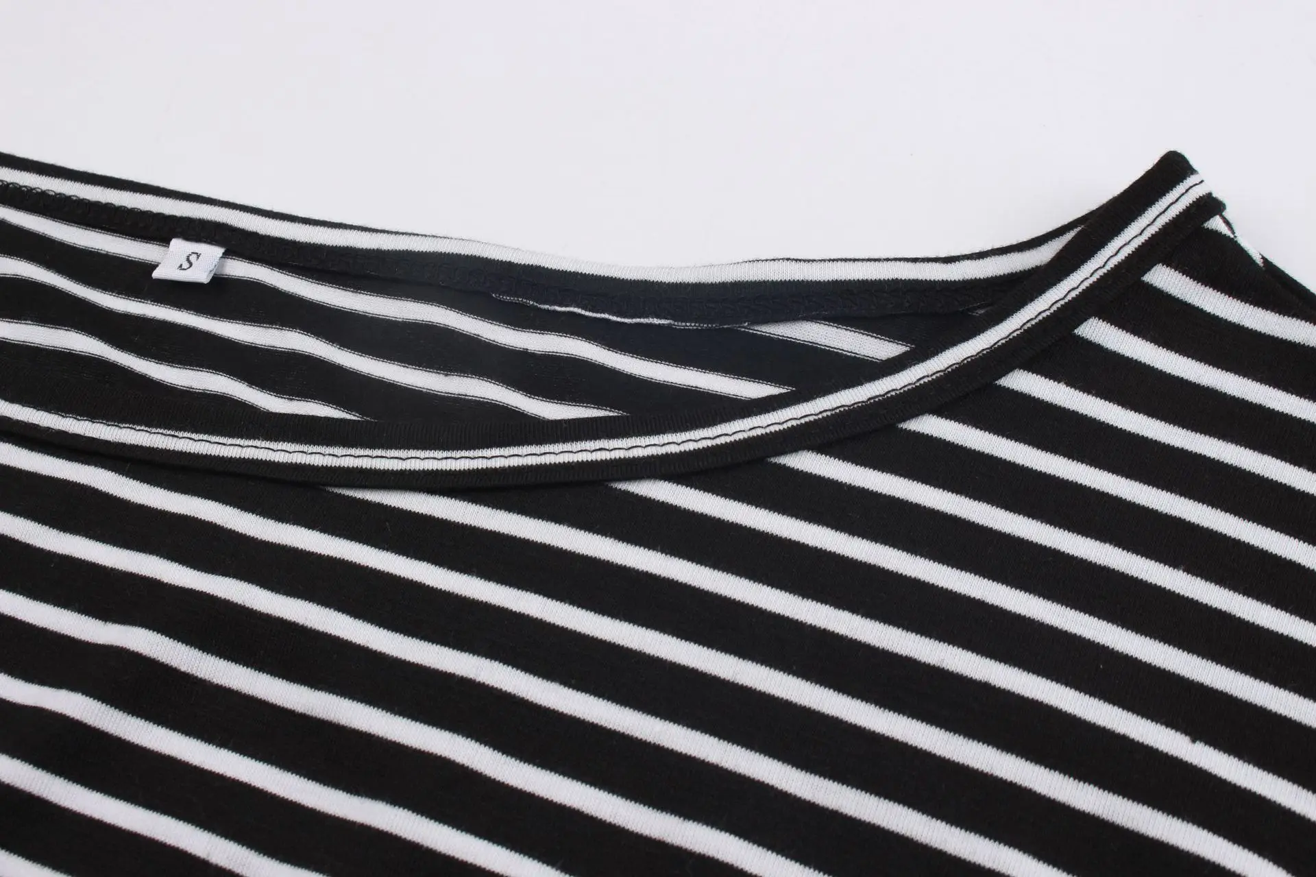 Полосатая футболка Женская осенне-зимняя одежда с круглым вырезом Повседневная