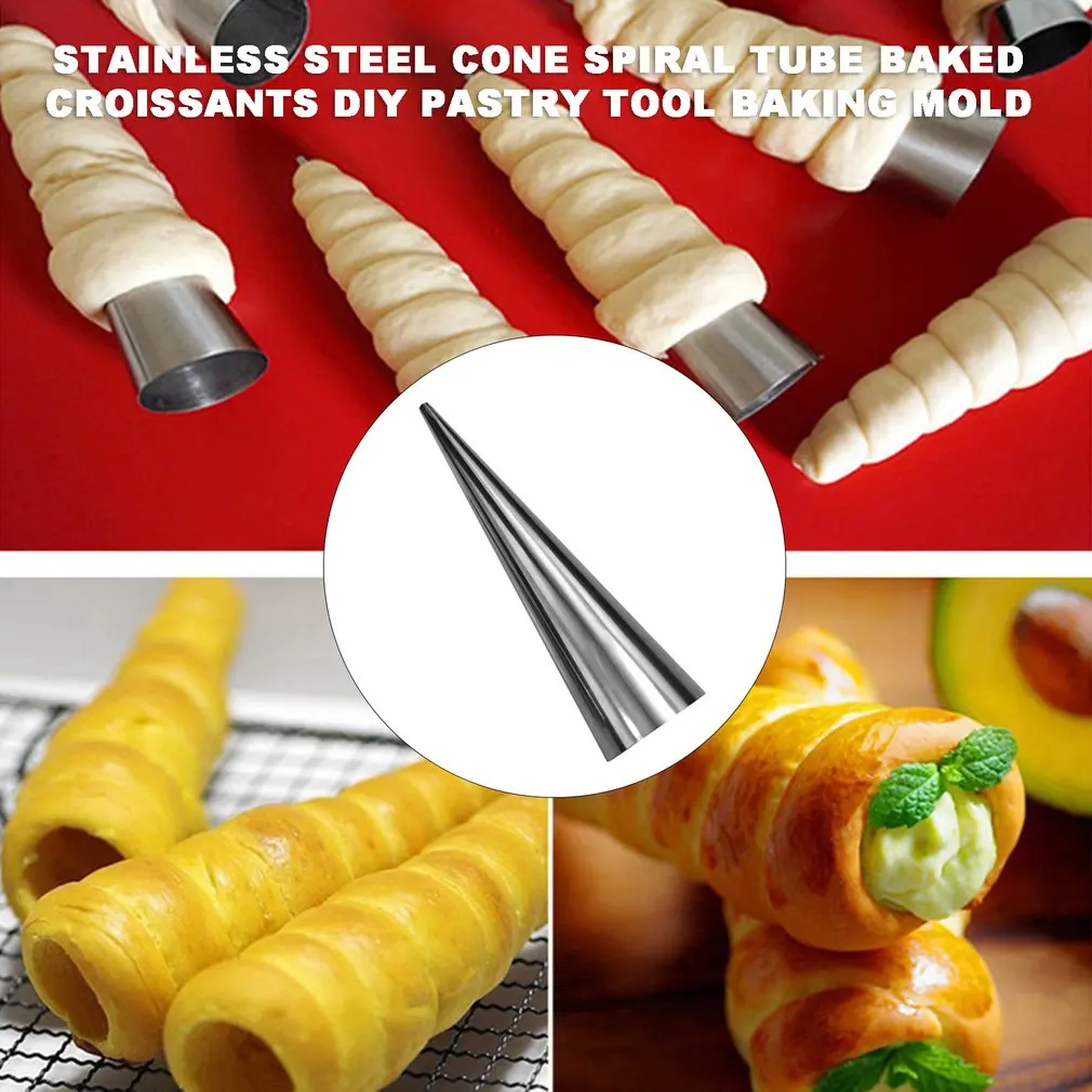 Stainless Steel Non-stick Baking Cone DIY Spiral Croissants Tube Horn Pastry Roller Cake Mold Kitchen Bakeware | Дом и сад