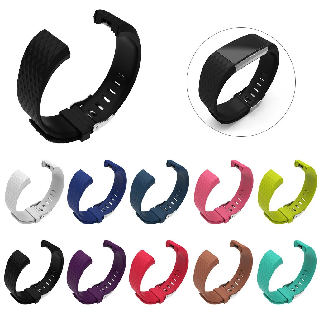 Силиконовый ремешок для часов Fitbit Charge 2 сменный умных 3D модный спортивный браслет