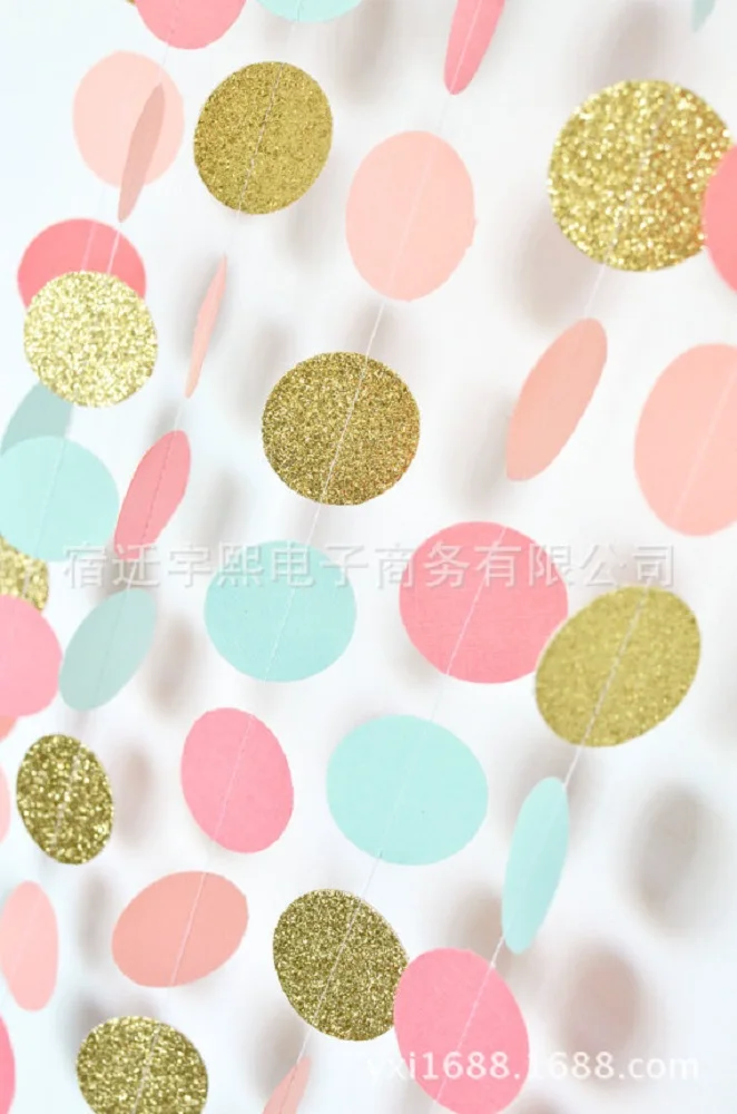 

Gold Pink Mint Blue Macaron Circle Paper Garlands For Birthday Baby Shower Wedding Bridal Shower Engagemet Hen Party Supplies
