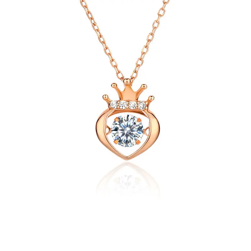 Женское колье из серебра 925 пробы с подвеской в виде короны и сердечка|Ожерелья| |