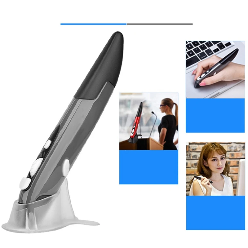 

Mini Wireless Optical Pen Mouse 2.4G 1600 Dpi 4 Buttons Pencil Usb Ergonomic Mice For Computer Laptop Notebook Desktop Grey
