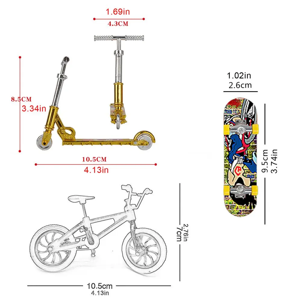 

Simulation Skateboard Scene Bicycle Model Toys Fingertips Toy Cars Set Bicycle Folding Scooters Vitality Board Scooters