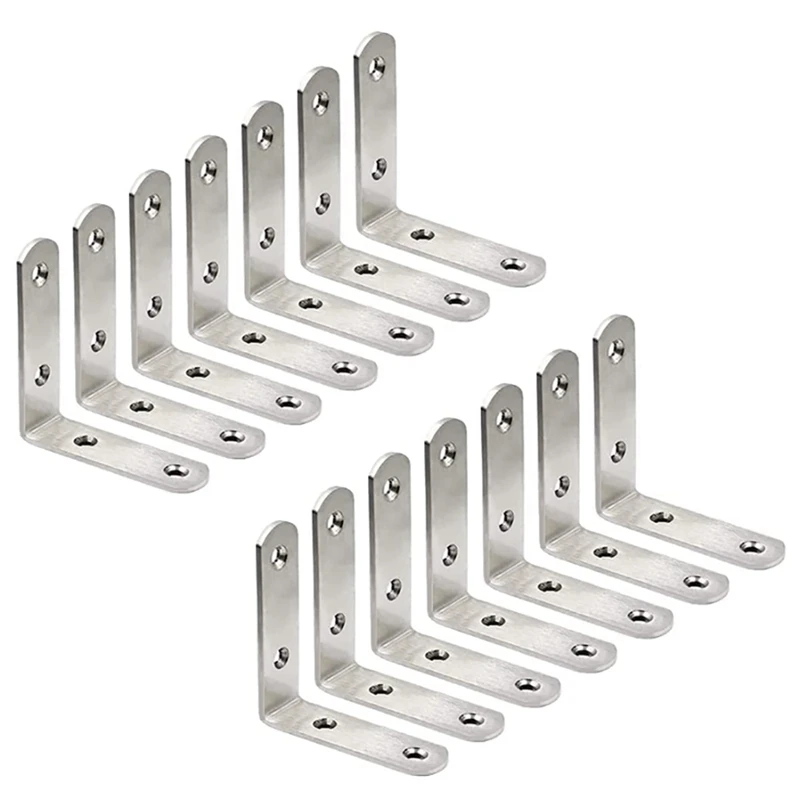 

50Pack L Bracket Corner Braces Stainless Steel Heavy Duty Shelf Bracket for Wood Shelves 90 Degree Right Angle Brackets