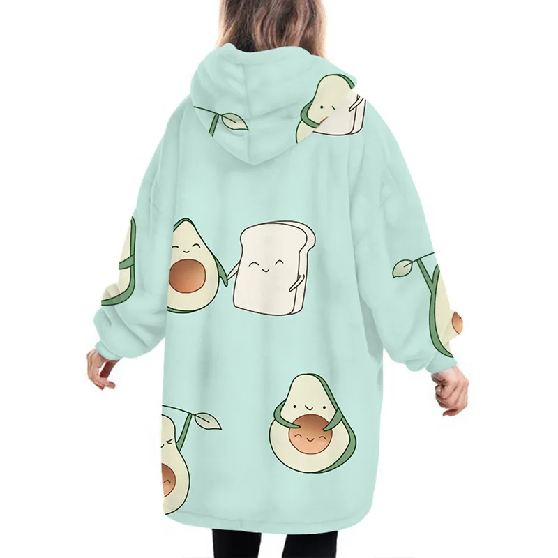 

Winter Sherpa Blanket Children Warm Printing Plush Coral Fleece Sherpa Blanket With Sleeves Hoodie Hooded Blanket Double-sided