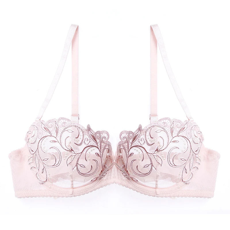 pink Lilymoda, женский сексуальный летний ультра тонкий бюстгальтер, ДЕМИ, чашка, балконет, прозрачное, кружевное, с вышивкой, нижнее белье, женский бюстгальтер - Цвет: pink