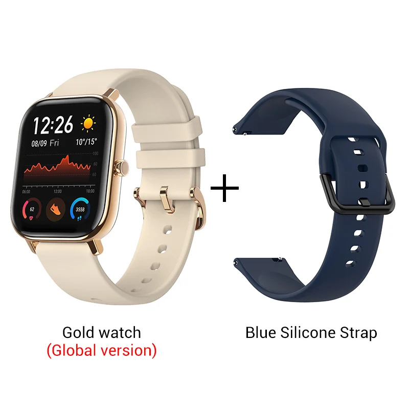 Gold n Blue strap Xiaomi Amazfit GTS Smartwatch 341PPI AMOLED дисплей 5 атм водонепроницаемый 14 дней батарея gps управление музыкой - Цвет: Gold n Blue strap