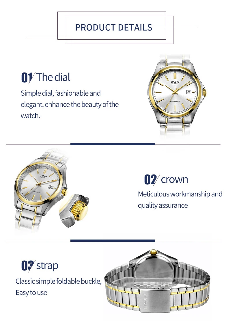 Casio pointer series модные повседневные кварцевые мужские часы MTP-1183G-7A