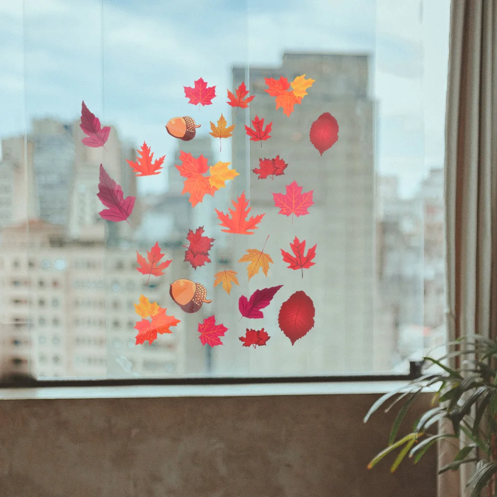 

4pcs Simple Window Stickers Pretty DIY Stickers Practical Autumn Stickers