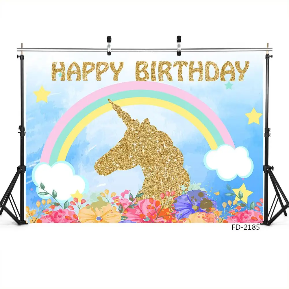 

Фон для фотосъемки с днем рождения с изображением единорога, цветка, мультфильма, детский фон для душа, ПОРТРЕТНАЯ ФОТОГРАФИЯ, реквизит для ...