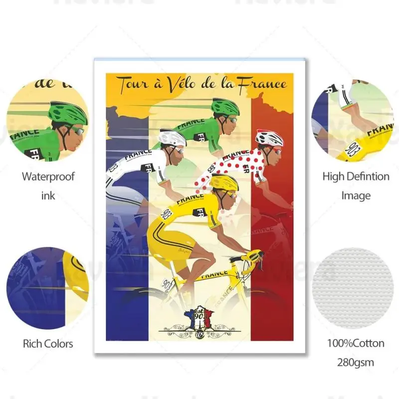 

Modern Comics Poster France Cycling Race Canvas Painting Wall Art Print Picture Living Room Decor Aisle Mural Interior Decor