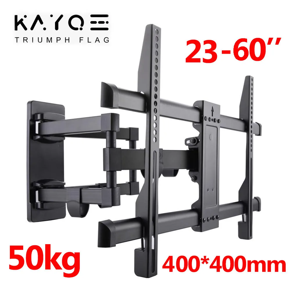 Full Motion TV Wall Mount Bracket Dual Articulating Arms Swivels Tilts Rotation for Most 23-60'' LED, LCD, OLED Flat Curved TVs