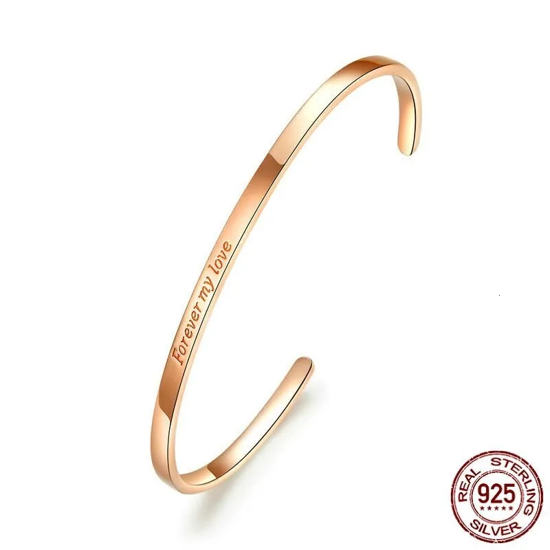 

Bracelets Bangles Silver 925 Sterling Silver Engrave Bracelet for Women Forever Love Anniversary Female Gifts BSB034