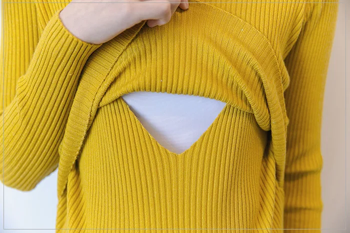 Осенне-зимняя новая одежда для беременных тянущийся свитер с воротником-стойкой