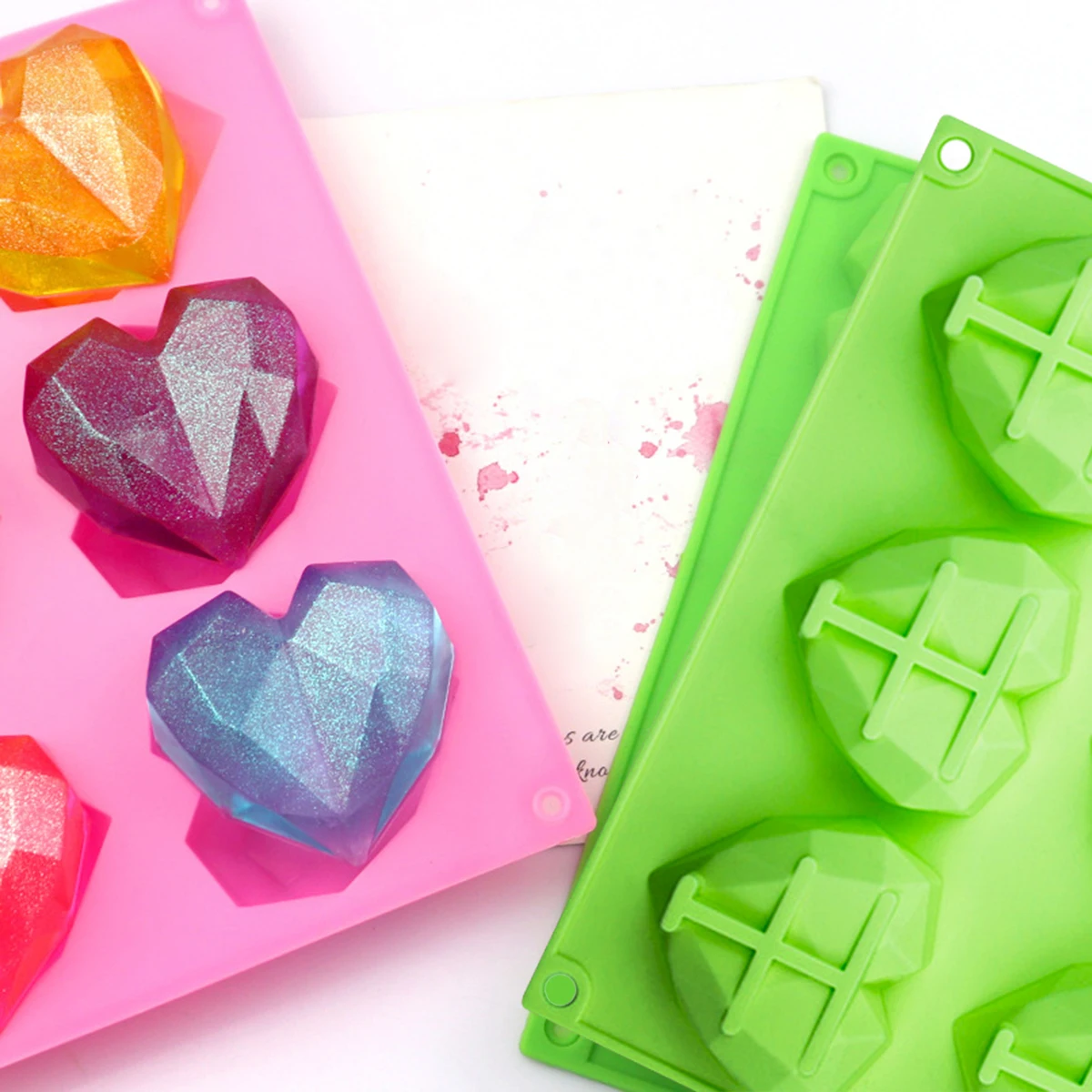 

Diamond Heart 3D Silicone Cup Mold Cake Chocolate Mold Oven Dessert Baked Pastry Pudding Jelly Mold Aroma Diffuser Mold