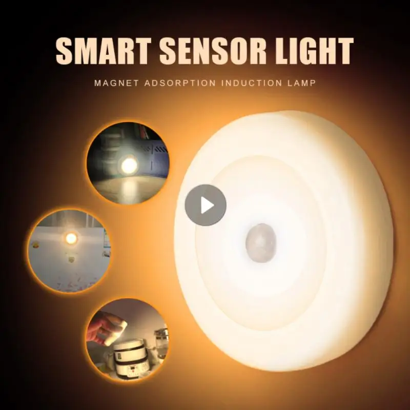 

LED Motion Sensor Night Light Warm Light Kitchen Cabinet Lamp Battery Powered Bedside Lamp Wardrobe Light For Bedroom Night Lamp