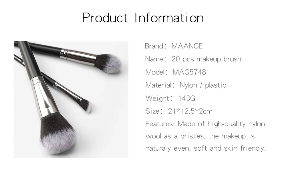 MAANGE 20 шт. кисти для макияжа Набор теней век Пудра карандаш глаз с ресницами губами