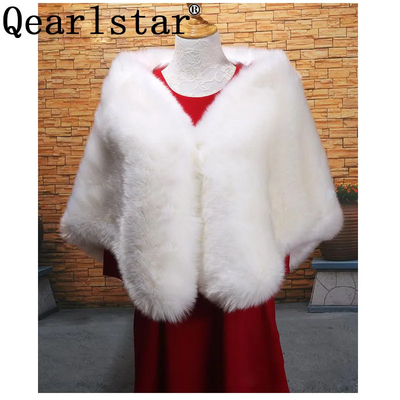 Новинка свадебные накидки Qearlstar из искусственного лисьего меха Роскошные шали