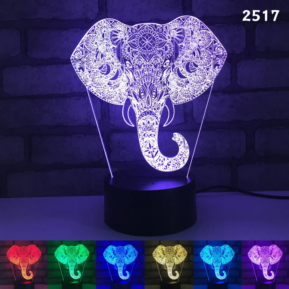 Светодиодный ночсветильник с изображением слона оленя феи тигра животных