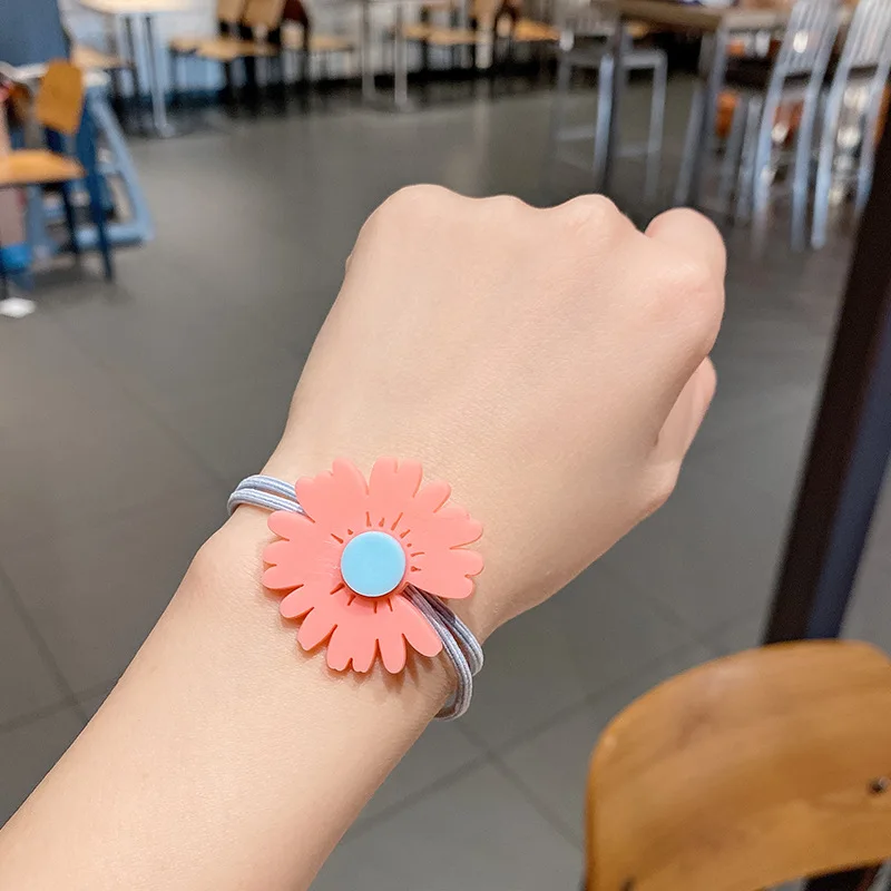 

Korean Sweet Fashion Lovely Candy Color Hair Rope Resin Daisy Flower Elastic Basic Rubber Band for Women Girls Hair Accessories