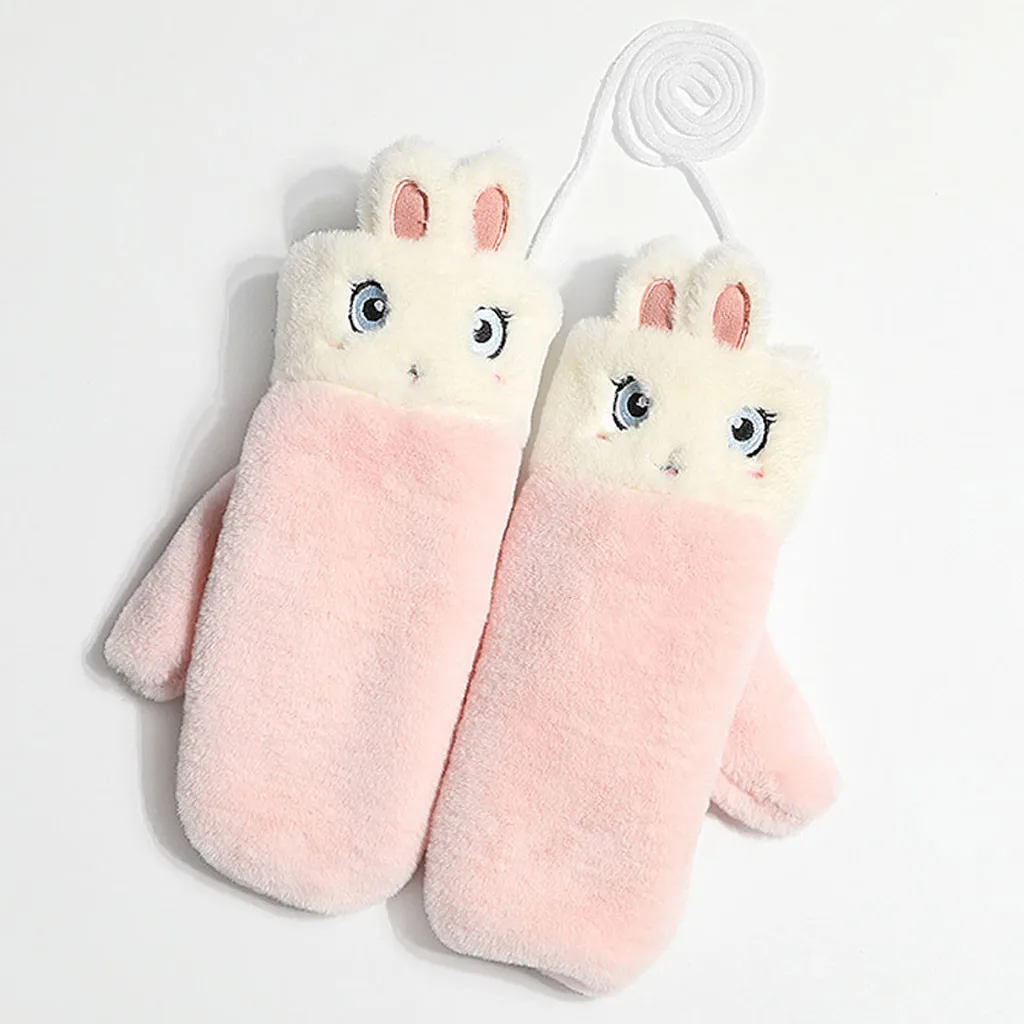 Женские зимние милые Мультяшные перчатки плюшевые варежки мягкие теплые