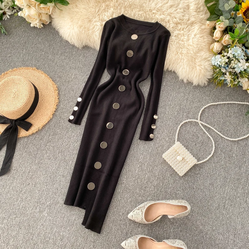 Женское трикотажное платье на пуговицах С АСИММЕТРИЧНЫМ ПОДОЛОМ | Женская одежда