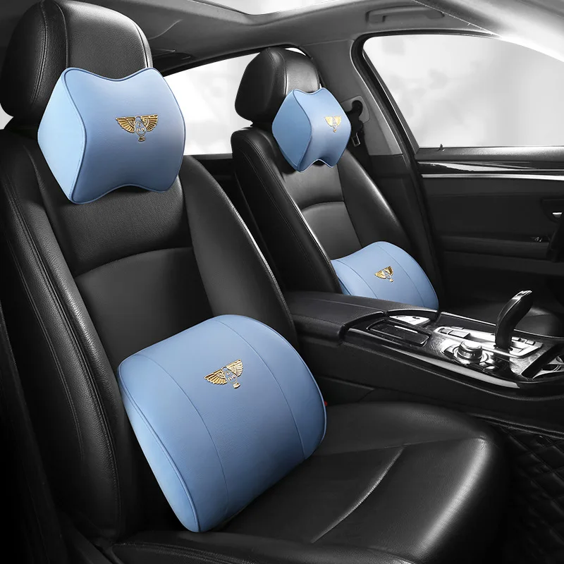

Мягкая кожаная Автомобильная подушка 3D для шеи на подголовник, дышащая поясная подушка для поддержки спины автомобильного сиденья, подушка...
