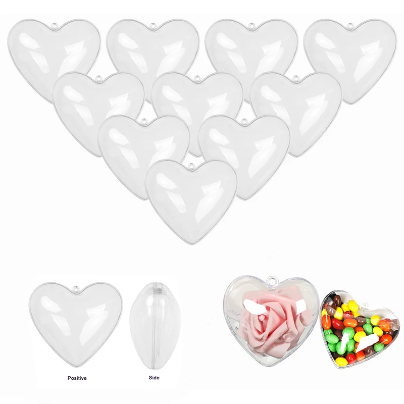 Christmas Tree Home Decorations Heart Shape Balls Transparent Plastic Ball Fillable Baubles Wedding Party New Year Decor Spheres