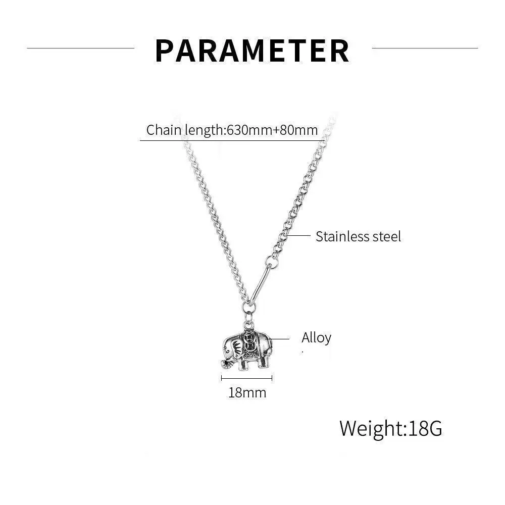 

2021 Trendy Necklaces Accessories Classic Vintage Hip Hop Simple Design Elephant Silver Stainless Steel Chain Necklace For Women