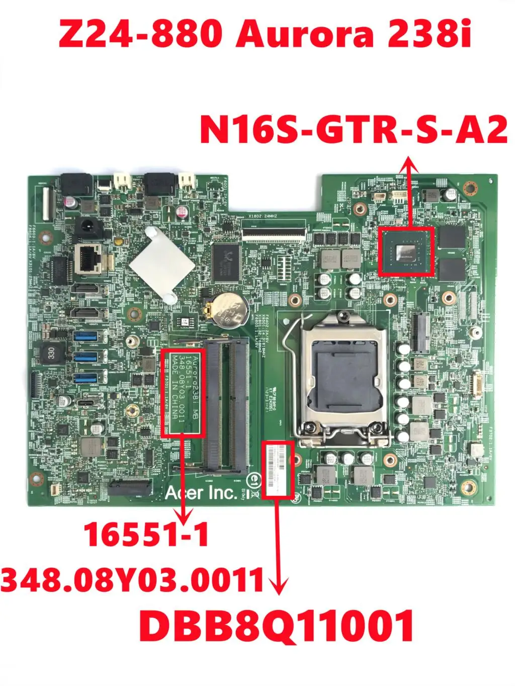 Материнская плата DBB8Q11001 DB.B8Q11.001 для Acer Aspire Z24-880 Aurora 238i AIO 16551-1 348.08Y03.0011 с фото
