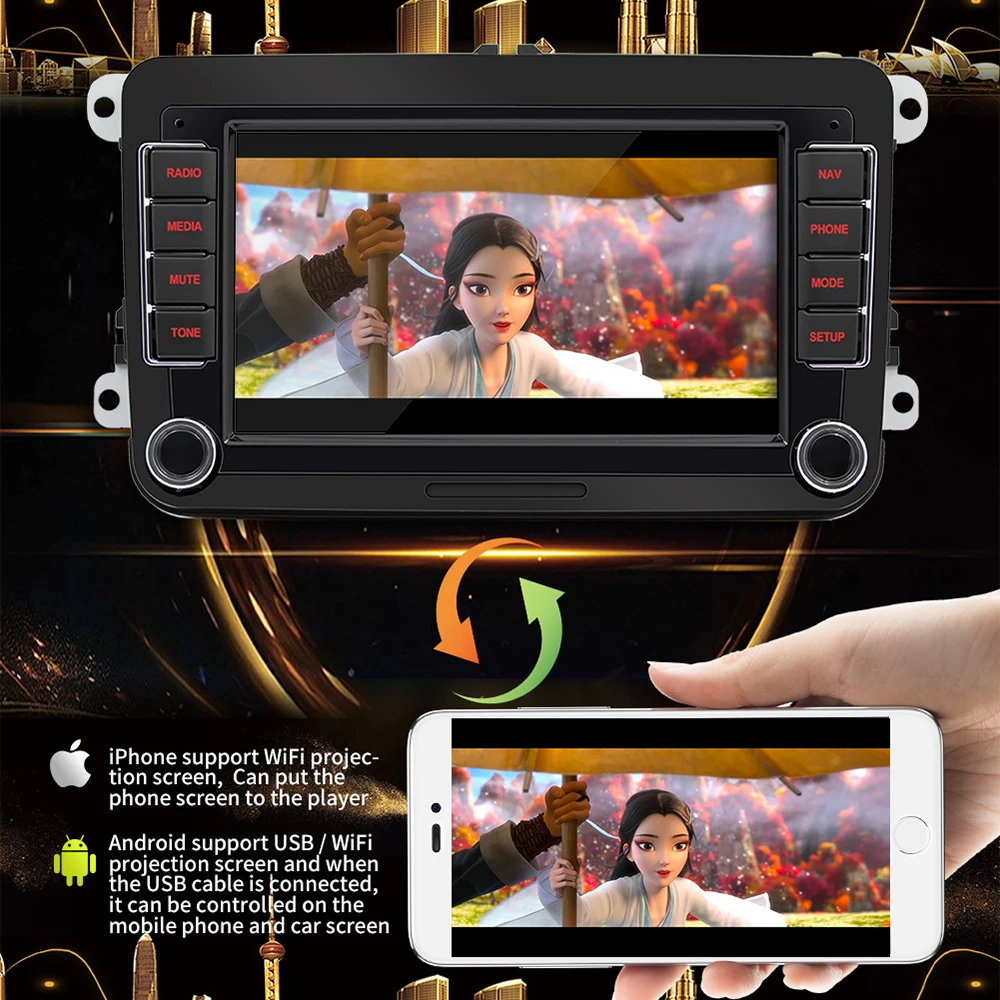 $69.02 Car Radio Stereo 2Din Android 10.1 Car Multimedia Player For VW/Passat/Touran/Caddy /Jetta /Polo/Seat GPS Radio WiFi AUX-in