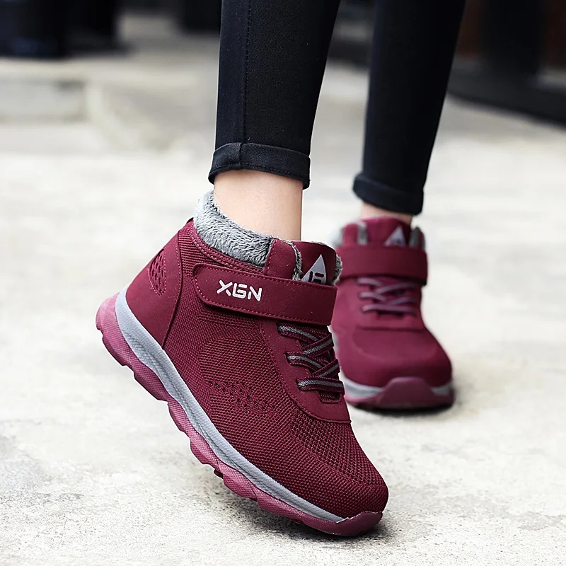 Зимние ботильоны Женская теплая обувь на меху Женские ботинки Повседневные