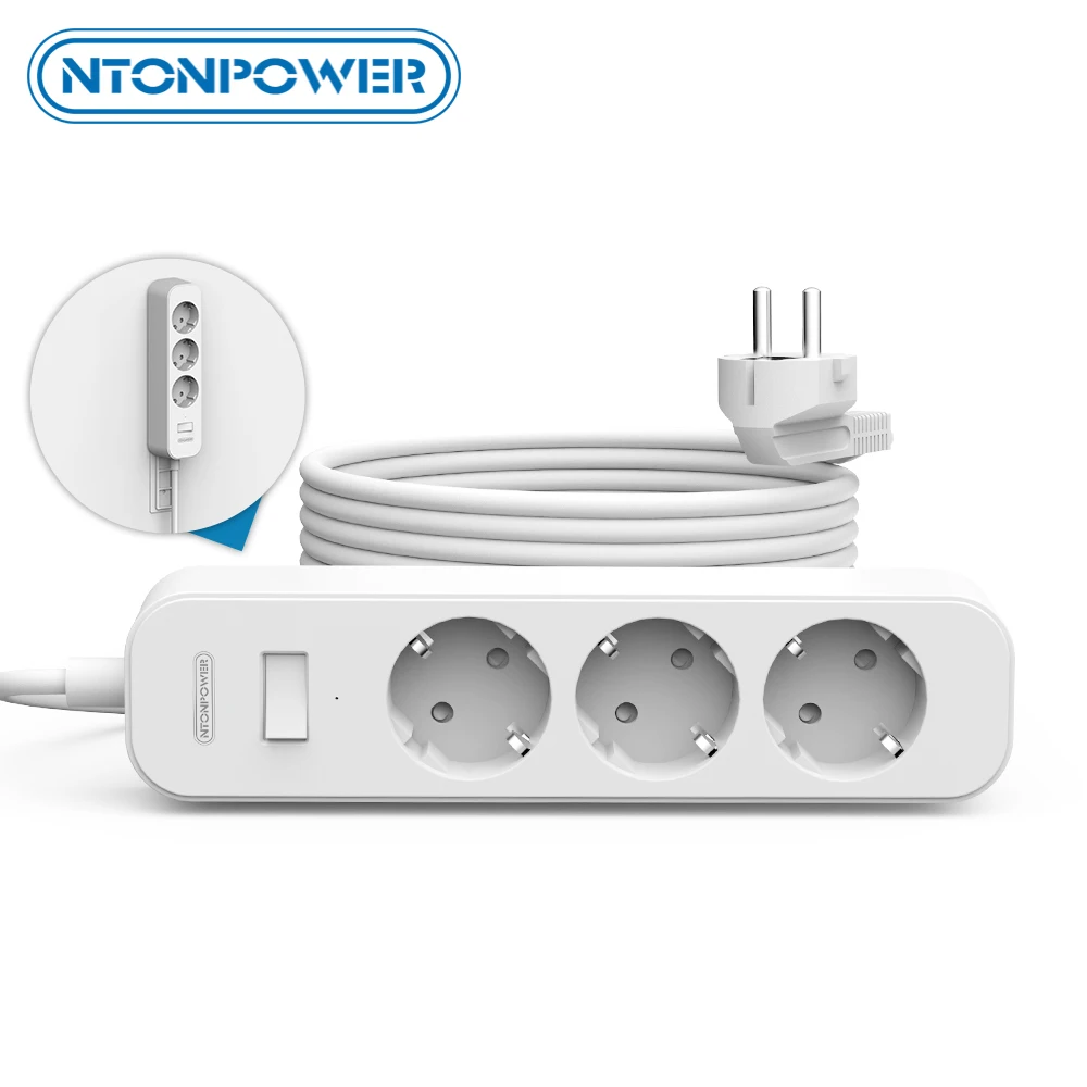 NTON силовая настенная лента штепсельная вилка европейского стандарта защита от