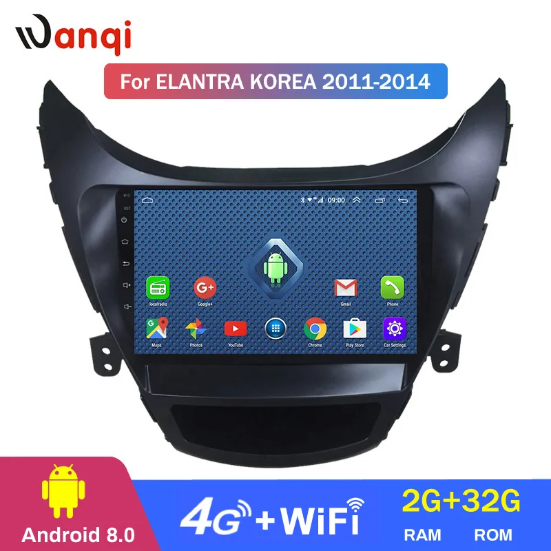 4G Lte All Netcom 9 дюймов Wanqi 1 автомобильный DVD GPS-навигатор для Hyundai Elantra 2011-2014 Корейская