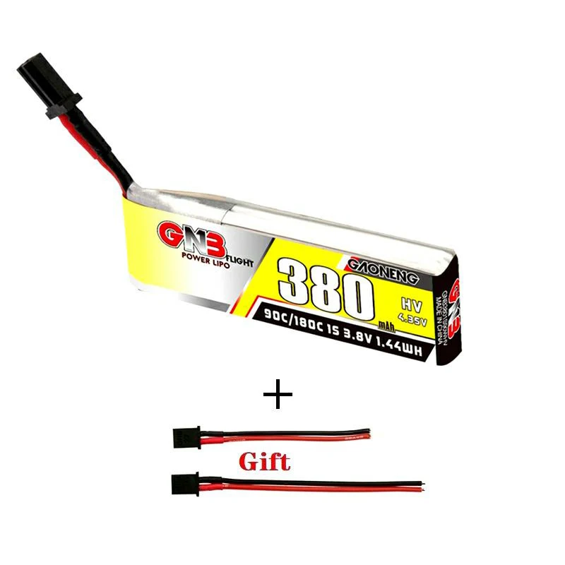 

GAONENG GNB 1S 380mAh 3.8V 90C HV Lipo Battery With High Current Discharge GNB27 Connectors For EMAX NanoHawk RC FPV Drone