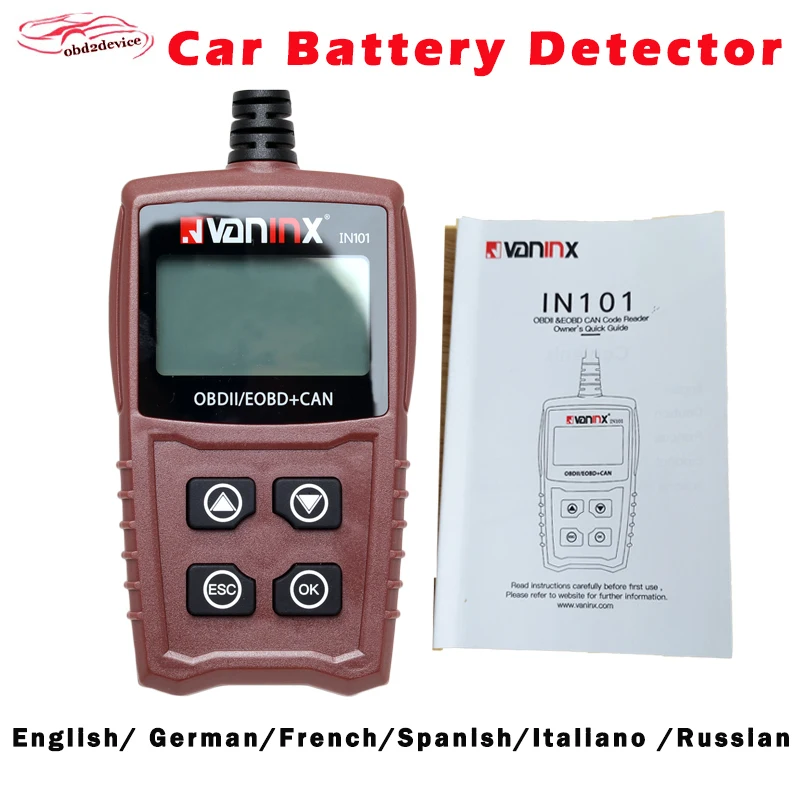 

Считыватель кодов двигателя IN101 OBD2, портативный инструмент для диагностики автомобиля, для чтения ошибок двигателя на русском языке