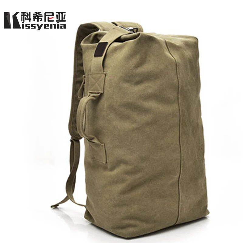 

Kissyenia Canvas Travel Duffle Bag Men Military 55cm High Capacity Travel Backpack Handle Luggage Backpack Overnight Bags KS1020