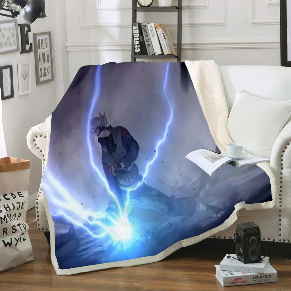 Одеяло из шерпы с 3D принтом аниме Наруто покрывало на диван постельное белье для