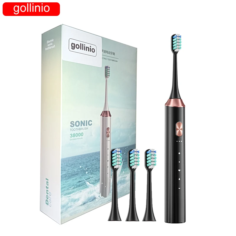 

Зубная щетка gollinio GL40A звуковая электрическая, ультразвуковая Водонепроницаемая с быстрой зарядкой через USB для взрослых, xp7