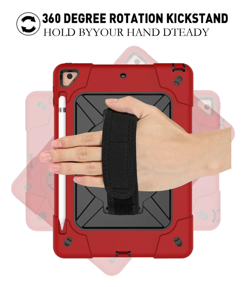Для Coque iPad Air 2 чехол 3 слоя сверхпрочный Прочный противоударный силиконовый ремешок чехол-подставка для iPad Air 2 9,7 чехол