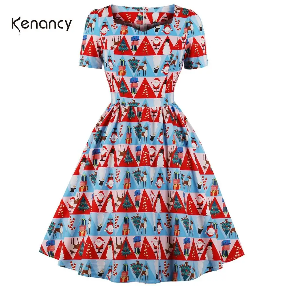 Женское винтажное платье с коротким рукавом принтом|Женские платья| |