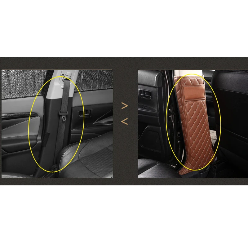 

Lsrtw2017 Leather Car Inner Door Post Mat for Mitsubishi Outlander 2013 2014 2015 2016 2017 2018 2019 2020 Interior Accessories