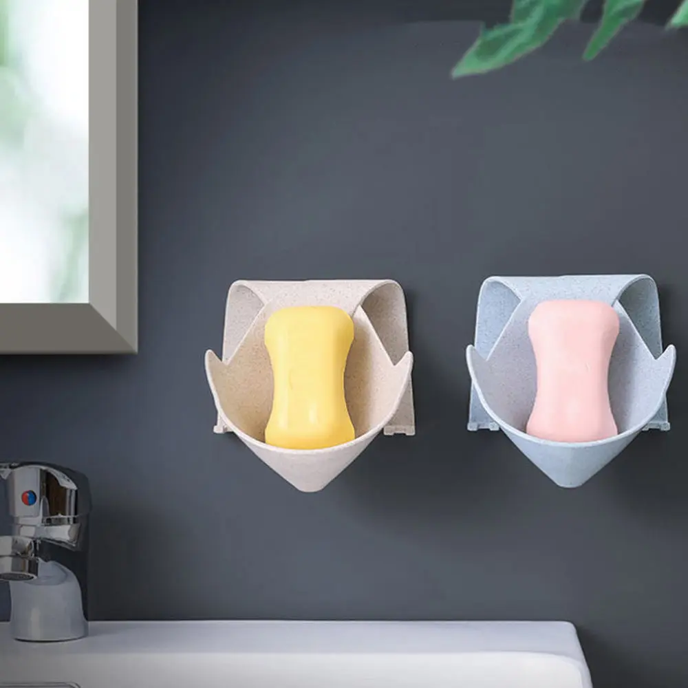 

3Pcs None-Punching Soap Box Bathroom Wall-mounted Soap Holder Hanging Shelf