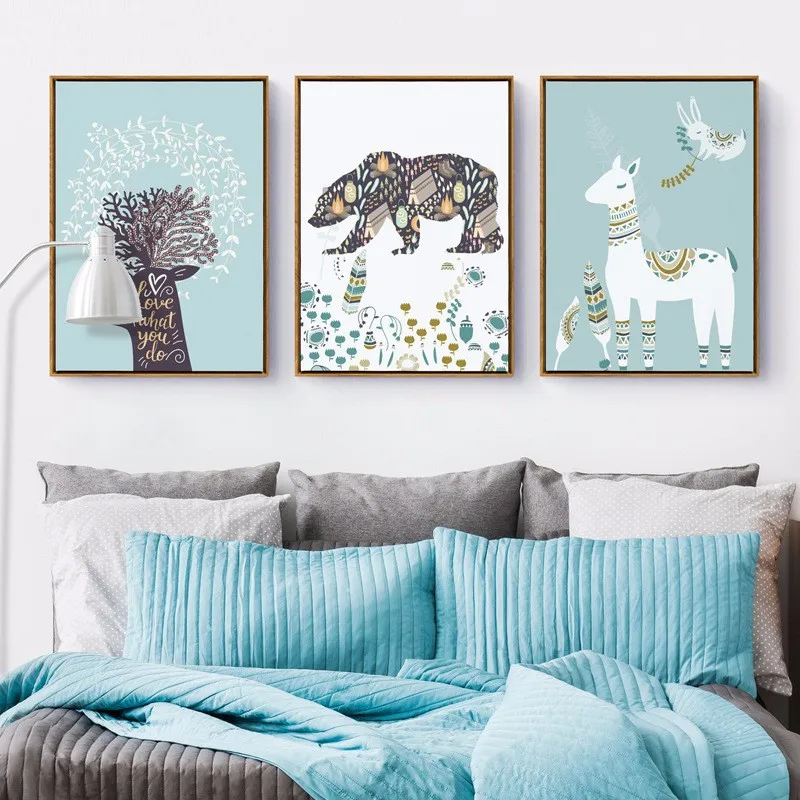 

Animal Cartoon Picture Wall Poster Modern Style Canvas Print Painting Art Aisle Living Room Unique Home Decoration Accessories