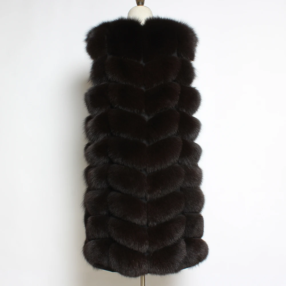 Russia Lady Long Style Real Fox Fur Vest 100%Natural Soft Genuine Winter Fashion Good Quality | Женская одежда