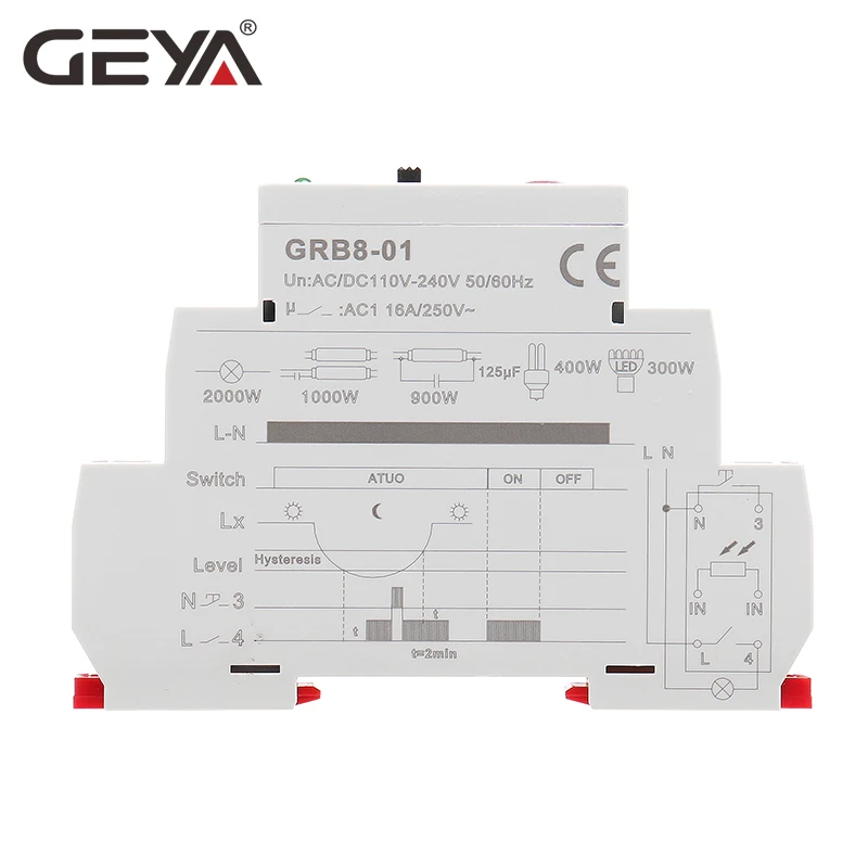 10 шт. Бесплатная доставка GEYA GRB8 01 выключатель света с внешним fotosensor AC110V 240V 50 Гц 60