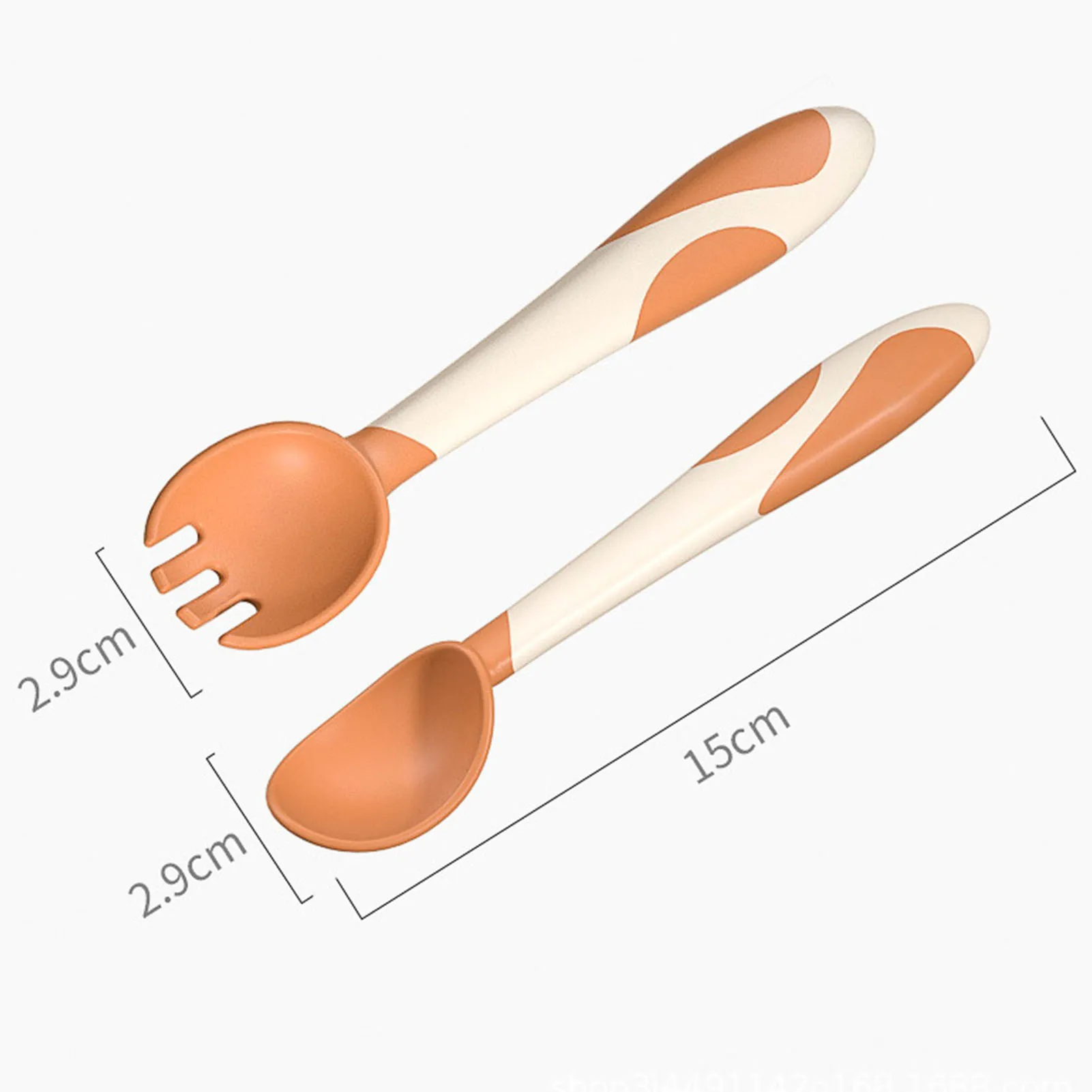 

Curved Fork And Spoon Set Silicone Spoons Forks For Kids Auxiliary Food Toddler Learn To Eat Training Bendable Soft Fork Infant