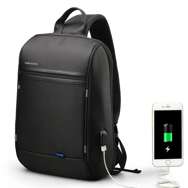 

Нагрудная сумка Kingsons 13 дюймов, черные сумки на одно плечо с USB-зарядкой, водонепроницаемая нейлоновая сумка через плечо, мессенджеры, ская су...