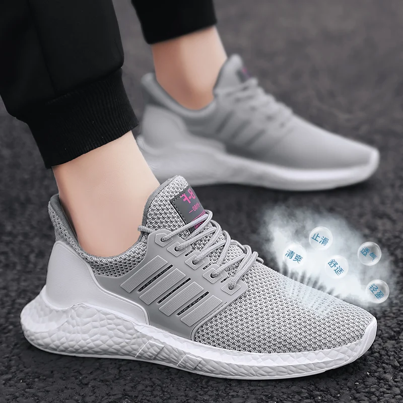 

2021 Four Seasons Men's Sneakers Outdoor Air Mesh Comfortable Light Lace-up Joker Simple Leisure Trend Soft Bottom Rubber
